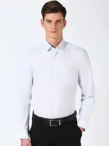 Peter England Men Spread Collar Textured Cotton Slim Fit Casual Shirt