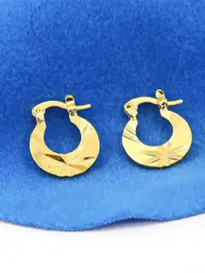 VAGHBHATT Gold Plated Stainless Steel Clip On Metal Punk Barbell Press Hoop Earrings