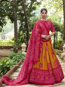 LOOKNBOOK ART Printed Ready to Wear Lehenga & Unstitched Blouse With Dupatta