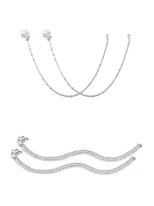 Heer Collection Set Of 2 Silver-Plated Anklets