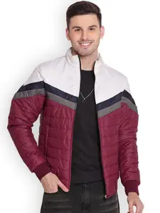 JUMP USA Men Mock Collar Colourblocked Casual Quilted Jacket