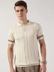 Thomas Scott Men Self Design Polo Collar Cotton T-shirt