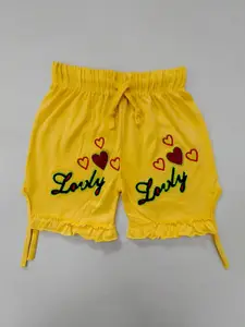 BAESD Girls Cotton Typography Embroidered Cycling  Shorts