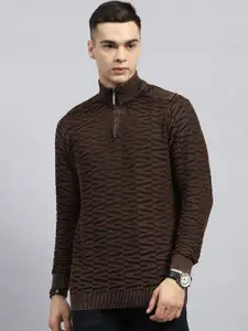 Monte Carlo Men Self Design High Neck Cotton Pullover Sweater
