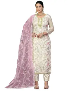 Maroosh Floral Embroidered Organza Unstitched Dress Material