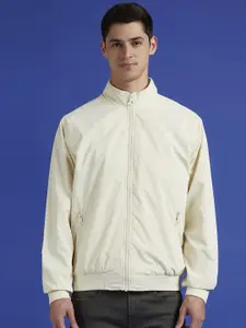 Pepe Jeans Men Mock Collar Solid Casual Bomber Jacket