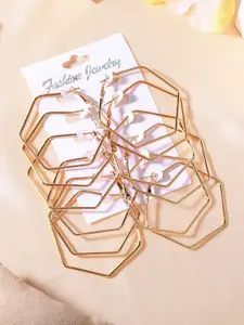 Estele Set of 6 Gold-Plated Geometric Shaped Hoop Earrings