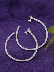 Heer Collection Set Of 2 Silver-Plated Anklets