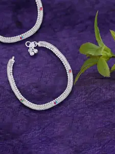 Heer Collection Set Of 4 Silver-Plated Anklet
