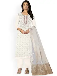 Maroosh Geometric Embellished Beads and Stones Unstitched Dress Material