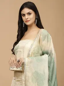 Meena Bazaar Floral Embroidered Sequinned Tissue Unstitched Dress Material