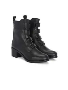 Delize Women Vegan Leather Block-Heeled Boots