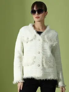 KALINI Checked V-Neck Woollen Pullover