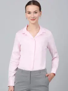 Cantabil Women Spread Collar Solid Cotton Formal Shirt