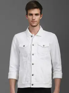 Louis Philippe Jeans Men Spread Collar Self Design Cotton Casual Denim Jacket