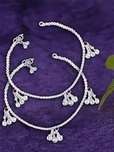 Heer Collection Set Of 2 Silver-Plated Anklets