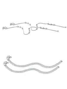 Heer Collection Set Of 2 Silver-Plated Anklets