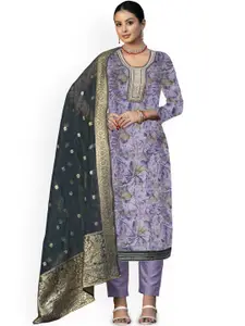 Maroosh Floral Embellished Beads and Stones Organza Unstitched Dress Material