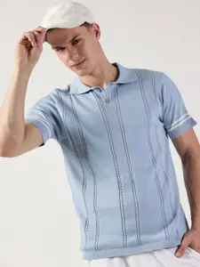 Thomas Scott Men Self Design Polo Collar Cotton T-shirt