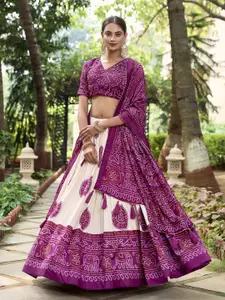 LOOKNBOOK ART Printed Ready to Wear Lehenga & Unstitched Blouse With Dupatta