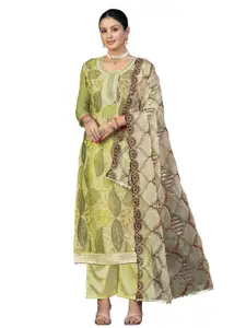 Maroosh Abstract Embroidered Beads and Stones Organza Unstitched Dress Material