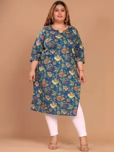 KALINI Floral Printed Cotton Straight Kurta