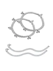 Heer Collection Set Of 2 Silver-Plated Anklets