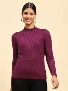 Global Republic Women Solid Long Sleeves High Neck Top