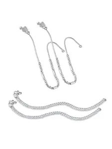 Heer Collection Set Of 2 Silver-Plated Anklets