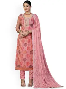 Maroosh Geometric Printed Beads and Stones Organza Unstitched Dress Material