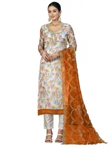 Maroosh Floral Embroidered Sequinned Organza Unstitched Dress Material