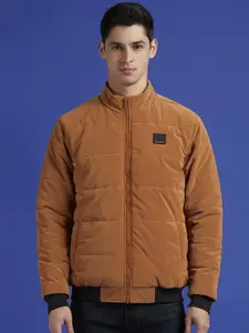 Pepe Jeans Men Mock Collar Solid Casual Padded Jacket