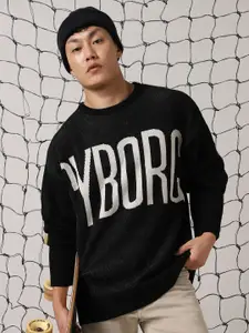 Hubberholme Men Typography  Oversize Fit Pullover Sweaters