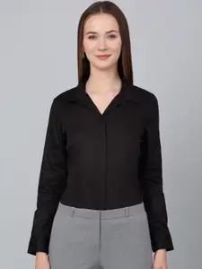 Cantabil Women Spread Collar Solid Cotton Formal Shirt