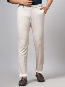 JADE BLUE  Men Solid Slim Fit Mid-Rise Regular Trousers