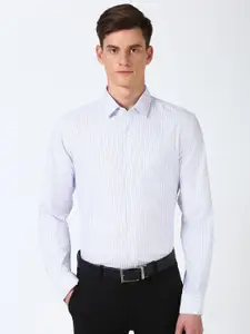 Peter England Men Spread Collar Vertical Striped Cotton Slim Fit Casual Shirt