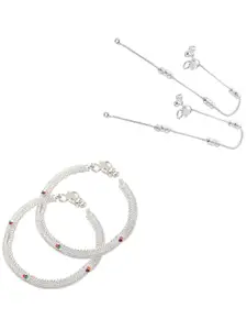 Heer Collection Set Of 2 Silver-Plated Anklets