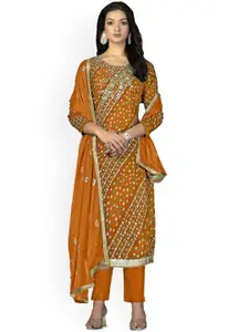 Maroosh Floral Printed Beads and Stones Unstitched Dress Material