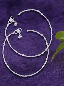 Heer Collection Set Of 2 Silver-Plated Anklets