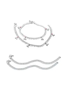 Heer Collection Silver-Plated Stone Studded Anklet
