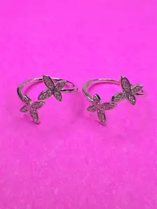 Arte Jewels Sterling Silver Crystals Stone Studded Toe Rings