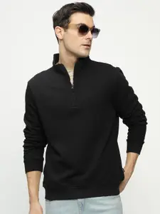 Hancock Men Solid Mock Collar Anti Odour Fleece Pullover Sweatshirt