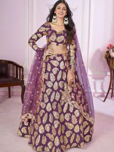 ODETTE Embellished Semi-Stitched Lehenga & Unstitched Blouse With Dupatta