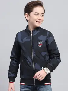 Monte Carlo Boys Mock Collar Camouflage Printed Casual Bomber Jacket
