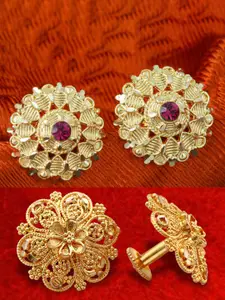 DIVASTRI Set Of 2 Gold-Plated Circular Stone Studded Studs