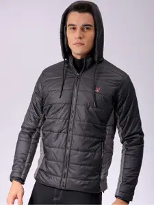 The Indian Garage Co Men Colourblock Slim Fit Hooded Puffer Jacket