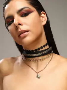 SOHI Gold-Plated The Suffragette Multi-Layered Minimal Necklace