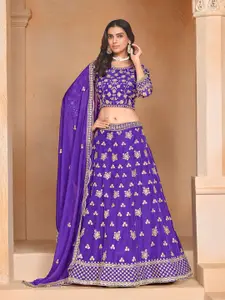 ODETTE Embroidered Organza Semi-Stitched Lehenga & Unstitched Blouse With Dupatta