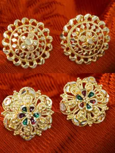 DIVASTRI Set Of 2 Gold-Plated Stone Studded Circular Studs