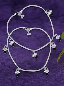 Heer Collection Set Of 2 Silver-Plated Anklets